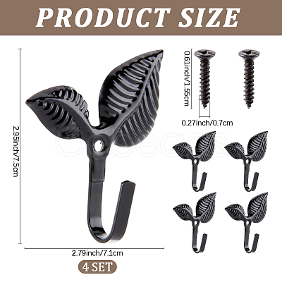 2Pcs Leaf Iron Hanger FIND-WH20007-61EB-1