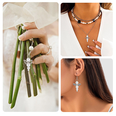 Glass & Alloy Pearl Pendants HJEW-TAC0058-1