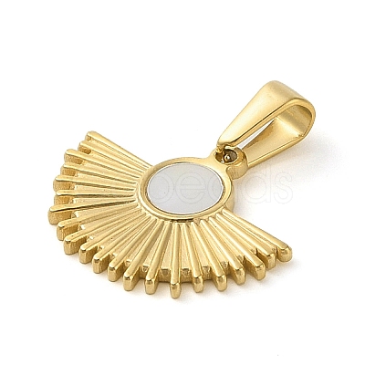 Resin Imitation White Shell Fan Pendants STAS-R229-12G-1