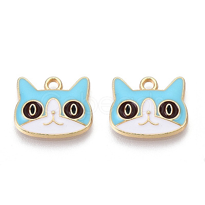 Light Gold Plated Alloy Kitten Pendants ENAM-T009-41A-1