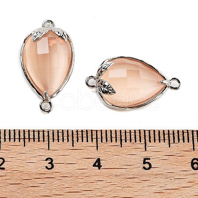 Cat Eye Faceted Teardrop Connector Charms G-B081-02P-02-1