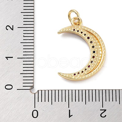 Moon Theme Rack Plating Brass Micro Pave Cubic Zirconia Pendants KK-Z071-52G-07-1