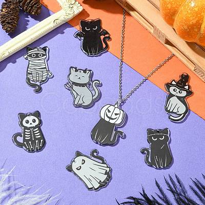 16Pcs 8 Styles Halloween Theme Double-sided Printed Acrylic Pendants OACR-CJ0002-08-1