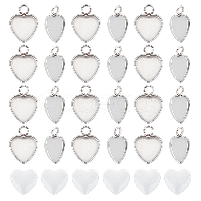50Pcs 304 Stainless Steel Pendant Cabochon Settings STAS-UN0042-61-1