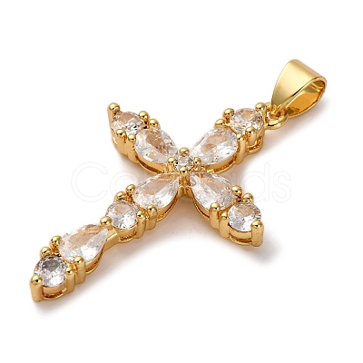 Brass Micro Pave Clear Cubic Zirconia Pendants ZIRC-M117-37G-1