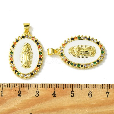 Real 18K Gold Plated Brass Micro Pave Cubic Zirconia Pendants KK-H472-11G-01-1