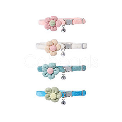 4Pcs 4 Colors Polyester Dog Flower Ties with Adjustable Collar AJEW-GL0002-59-1