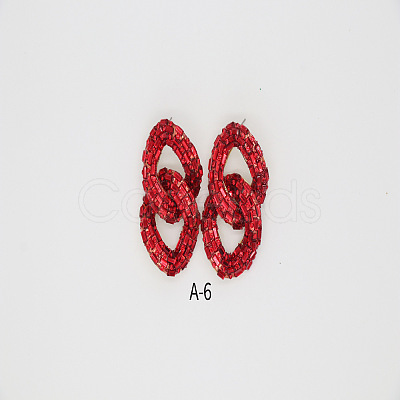 Alloy & Glass Dangle Stud Earrings FS-WG3D9CC-07-1