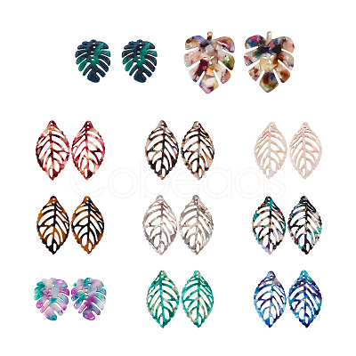 22Pcs 11 Style Cellulose Acetate(Resin) Pendants KY-BT0001-04-1