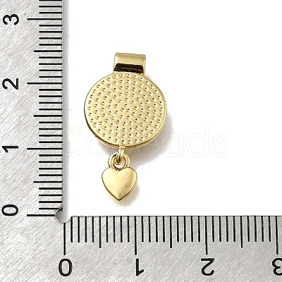 Brass Pave Natural White Shell Flat Round with Heart Pendants KK-C090-37G-07-1