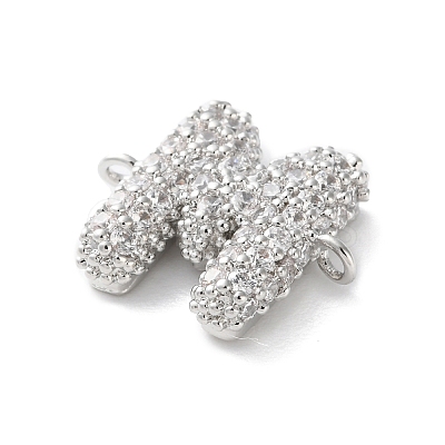 Brass Micro Pave Cubic Zirconia Letter Links KK-I717-04M-P-1