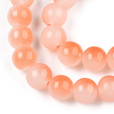 Baking Paint Imitation Jade Glass Round Bead Strands X-DGLA-N003-8mm-08-1