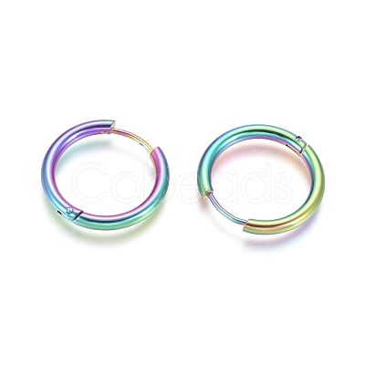 Ion Plating(IP) 304 Stainless Steel Huggie Hoop Earrings EJEW-F111B-21mm-Y-1
