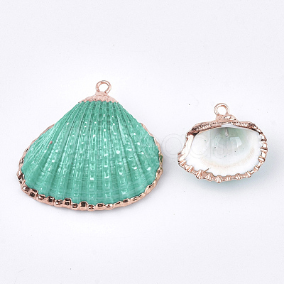 Spray Paint & Electroplate Sea Shell Pendants SSHEL-S262-08D-1