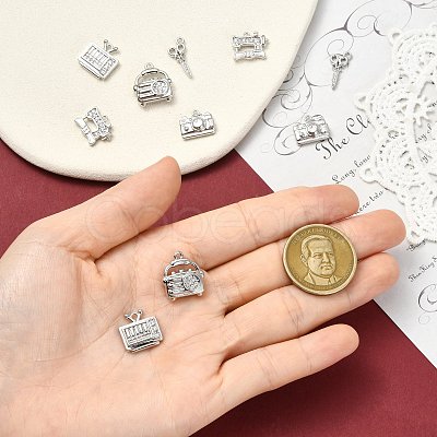 10Pcs 5 Styles Brass Micro Pave Clear Cubic Zirconia Pendants KK-CJ0004-26P-1