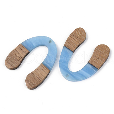 Opaque Resin & Walnut Wood Pendants RESI-S389-058A-C01-1