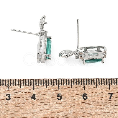 Brass Pave Cubic Zirconia Stud Earring Findings KK-C172-10P-1