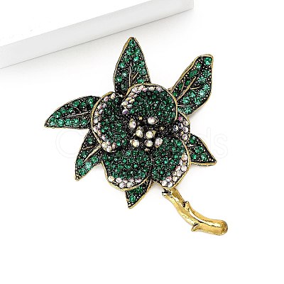 Flower Alloy Rhinestone Brooches for Backpack Clothes PW-WG76595-02-1