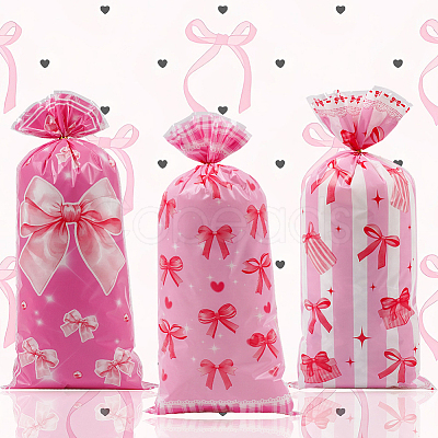 100Pcs OPP Cellophane Bowknot Printed Candy Gift Storage Bags ABAG-SP0001-54-1