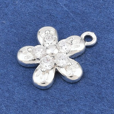 Brass Micro Pave Clear Cubic Zirconia Charms KK-D265-02S-1