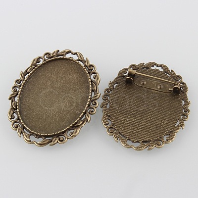 Vintage Alloy Brooch Cabochon Bezel Settings X-PALLOY-O038-35AB-NF-1