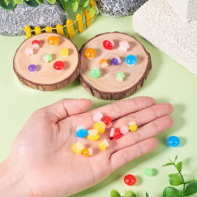 30Pcs 2 Styles Luminous Resin Mushroom Ornament RESI-TA0004-02C-1
