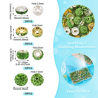 Handmade Polymer Clay Rhinestone Pave Disco Beads RB-TA0001-20A-1