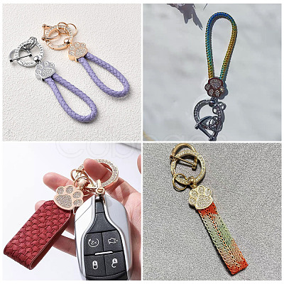 1Pc DIY Alloy Rhinestone Spring Gate Rings Keychains FIND-TA0008-54A-G-1