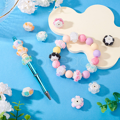 7Pcs 7 Colors Polymer Clay with Imitation Pearl Beads CLAY-TA0001-78-1