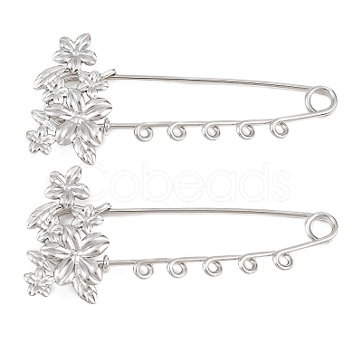 Flower 304 Stainless Steel Safety Pins Brooch Findings SA-CBA098D-14A-P05-1