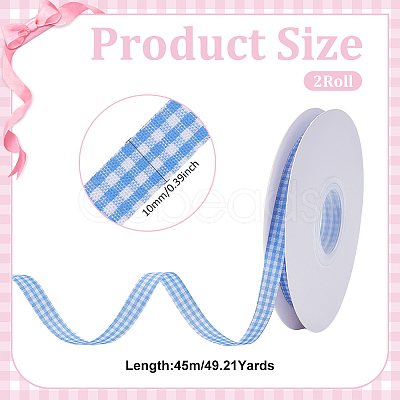 Polyester Tartan Pattern Ribbon OCOR-WH0101-157A-1