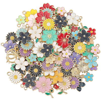 120Pcs 6 Styles Alloy Enamel Pendants ENAM-SC0007-03A-1