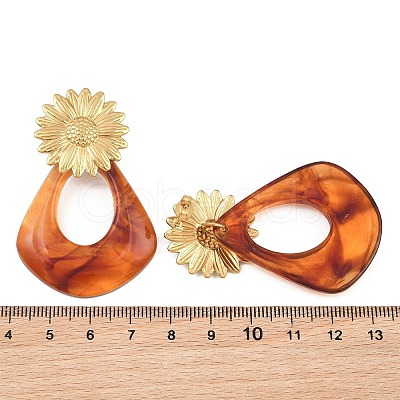 304 Stainless Steel & Resin Stud Dangle Earrings for Women SA-CBA717A-01G-02-1