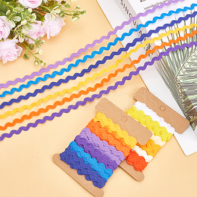4 Cards 2 Styles  Polyester Wavy Fringe Trim Ribbon DIY-GF0009-48B-1