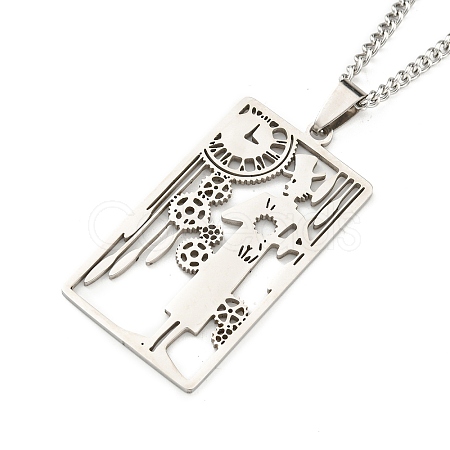 Non-Tarnish 304 Stainless Steel Pendant Necklaces NJEW-L118-02P-06-1