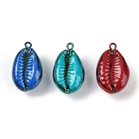 Spray Painted Natural Cowrie Shell Pendants SHEL-K006-49-1