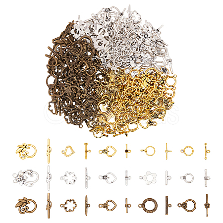 150Pcs 15 Styles Brass Toggle Clasps KK-ME0003-87-1