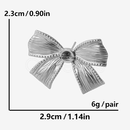 304 Stainless Steel Stylish Bowknot Stud Earrings VW6611-1-1