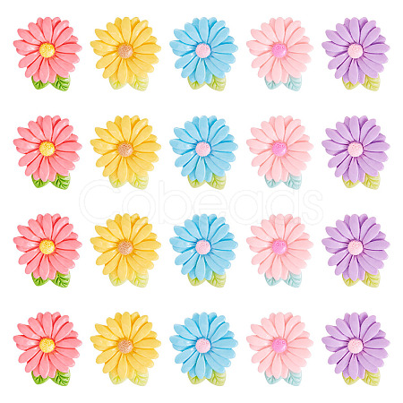 20pcs Opaque Resin Cabochons RESI-TADJ0001-08E-1
