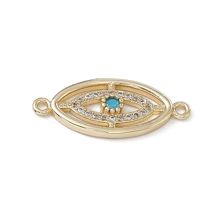 Rack Plating Brass Micro Pave Clear Cubic Zirconia Connector Charms KK-A175-03G-1