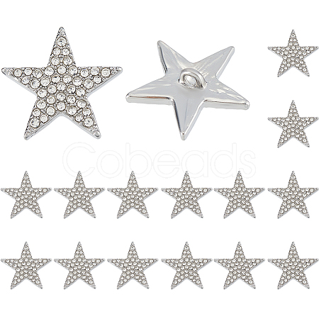 16Pcs Alloy Rhinestone Buttons BUTT-FH0001-031B-1