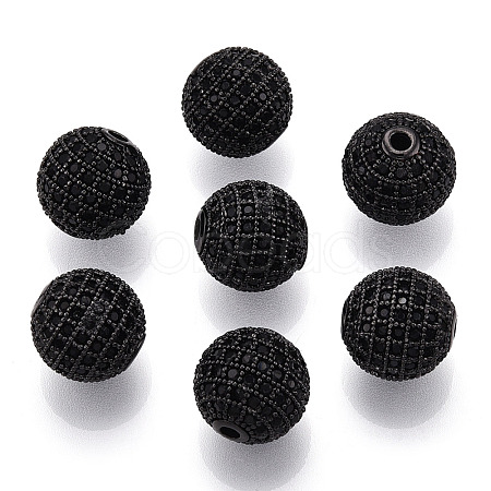 Brass Micro Pave Cubic Zirconia Beads ZIRC-Q013-12mm-143B-1