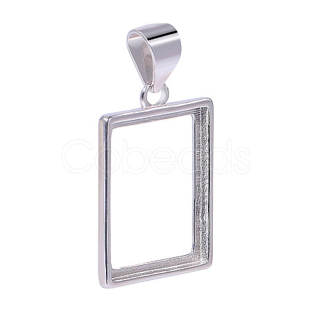 1Pc 925 Sterling Silver Pendant Cabochon Settings STER-BC0002-77A-1