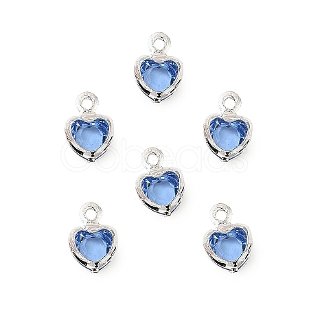 Heart Brass Glass Charms KK-S385-01S-10-1