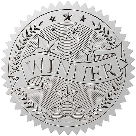 34 Sheets Silver Foil Embossed PET Picture Sticker DIY-WH0528-017-1