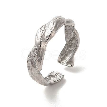 Non-Tarnish 304 Stainless Steel Open Cuff Ring RJEW-C068-03D-P-1