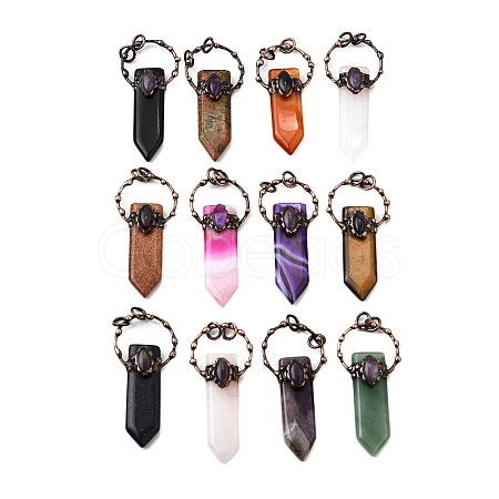 Natural & Synthetic Mixed Gemstone Sword Shape Big Pendants G-Q350-07-1