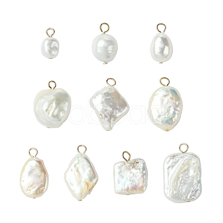 10Pcs 10 Styles Natural Baroque Keshi Pearl Pendants KK-CJ0003-62-1