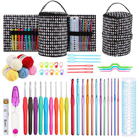 DIY Knitting Kits with Storage Bags for Beginners Include Crochet Hooks WG60902-02-1