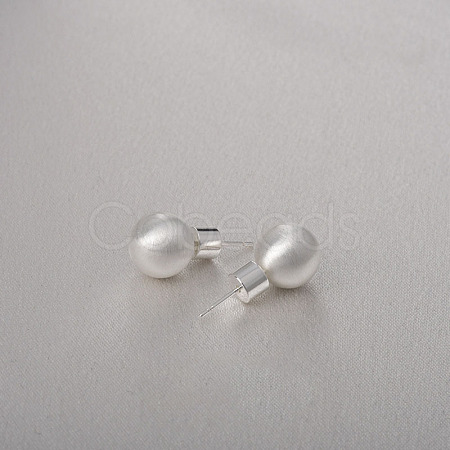 Round Ball Drawbench Brass Ear False Plugs for Women EJEW-G391-24D-S-1